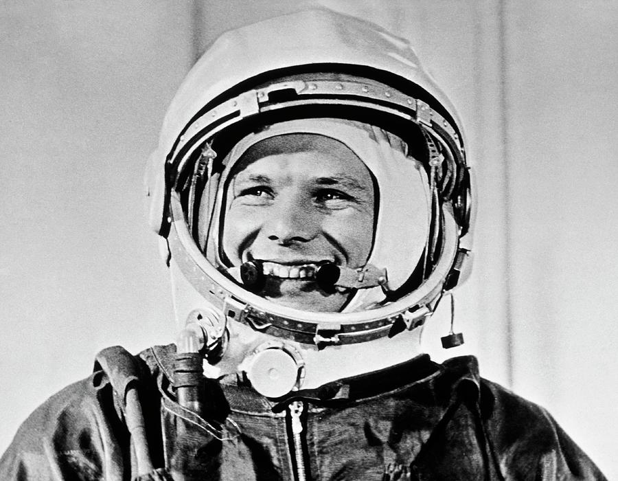 Gagarin in his helmet